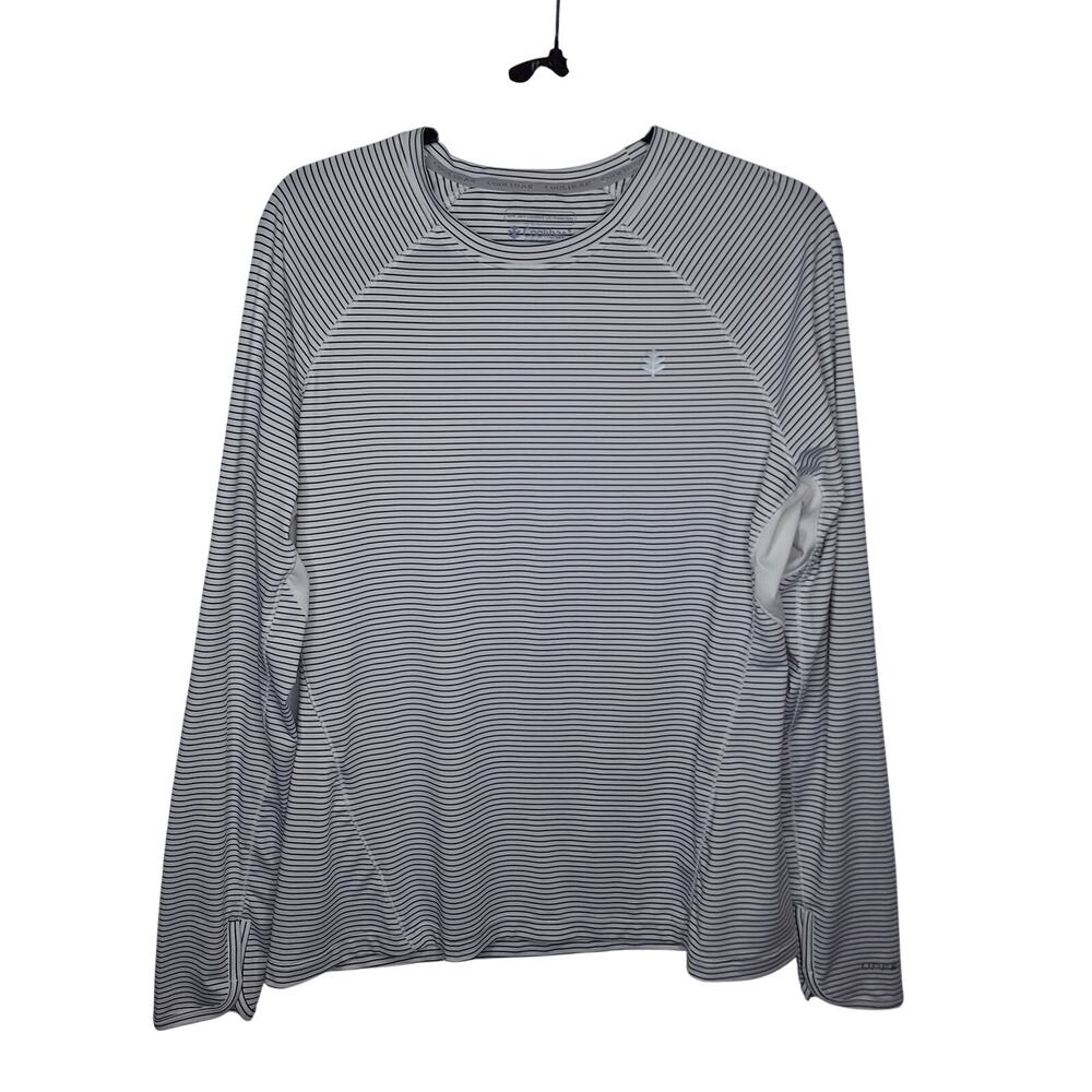 Coolibar Devi Fitness Shirt Women's Large Striped Sun Protection Outdoor Hiking